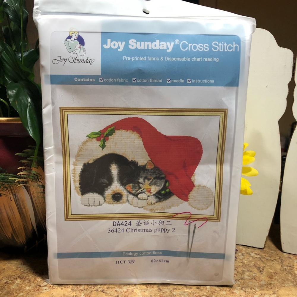 New Joy Sunday Cross Stitch Christmas Puppy